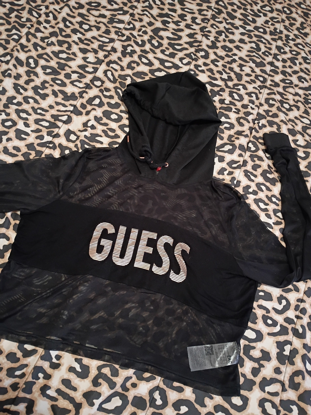 GUESS Black Mesh Hoodie Jacket